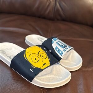 Kids Star Wars Slide Sandals - Blue and Yellow Shop Disney